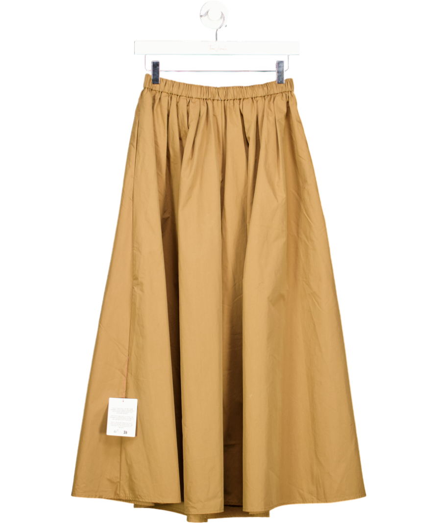 ASOS Brown Design Volume Detail Midi Skirt In Dark Camel UK 6