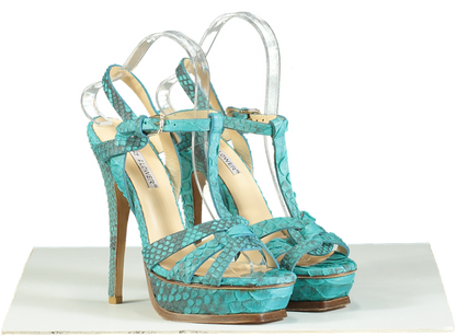 FLOWER Turquoise High Heel Sandals EU 37 UK 4