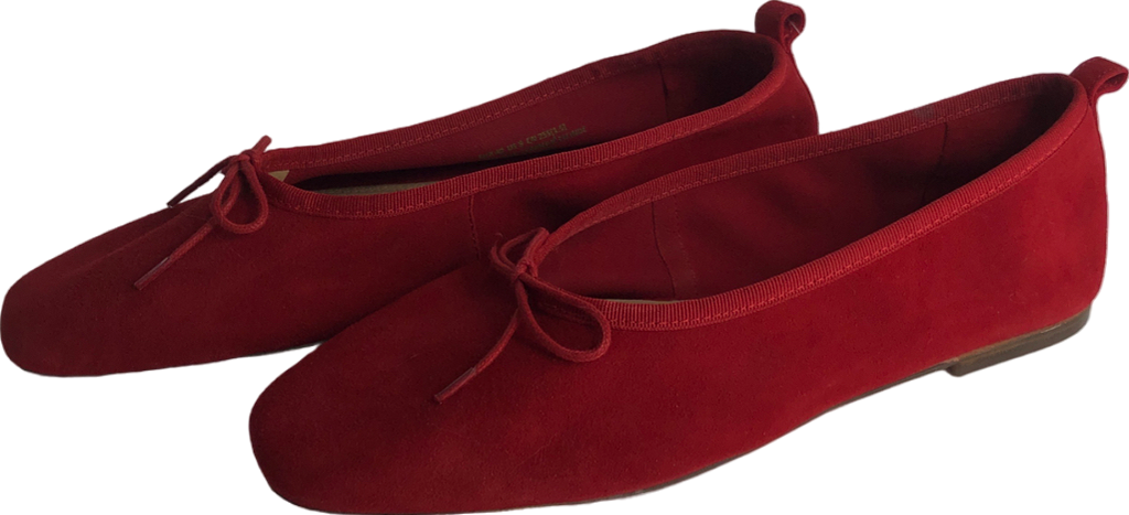 H&M Red Leather Ballet Pumps UK 7 EU 40 👠