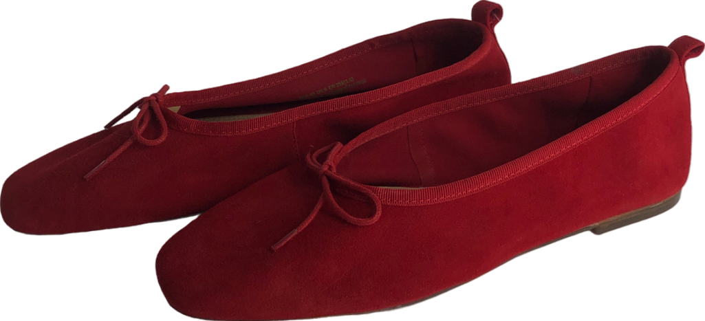 H&M Red Leather Ballet Pumps UK 7 EU 40 👠