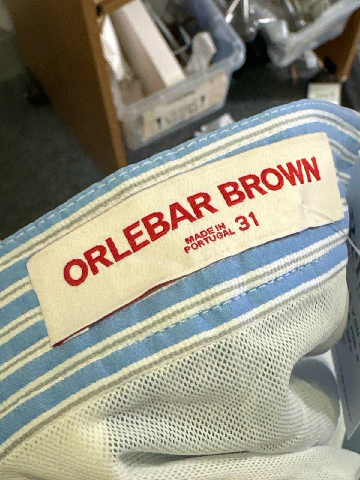 Orlebar Brown Blue Striped Swim Shorts UK W31