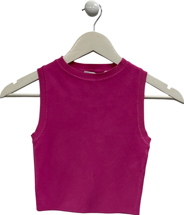 ZARA Pink Knitted Sleeveless Top UK S