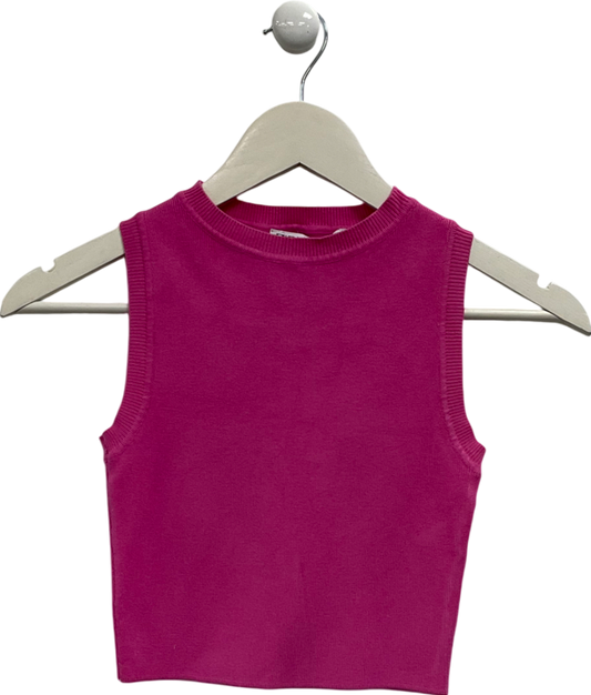 ZARA Pink Knitted Sleeveless Top UK S