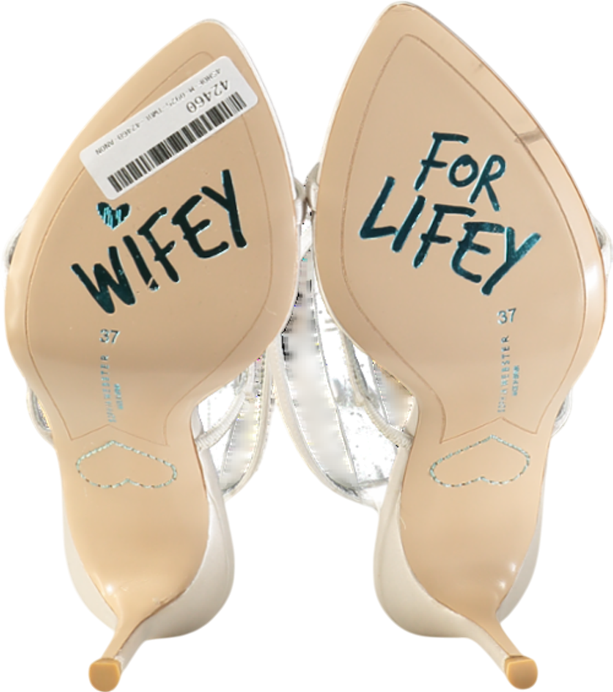 Sophia Webster White Grace 80mm Butterfly Crystal-embellished Sandals UK 4 EU 37 👠