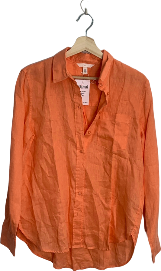 H&M Orange Linen Shirt UK 6