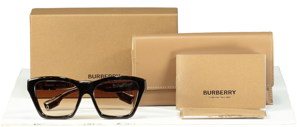 Burberry Brown Arden Tortoiseshell Square Sunglasses BE4391 in Case & Box