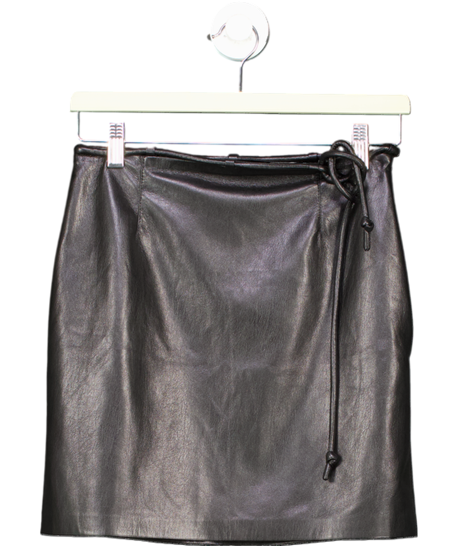 Nanushka Black Vegan Leather Okobor Mini Skirt UK XS
