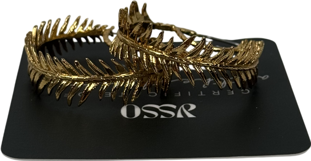 OSSR Metallic Feather Hoop Earrings One Size