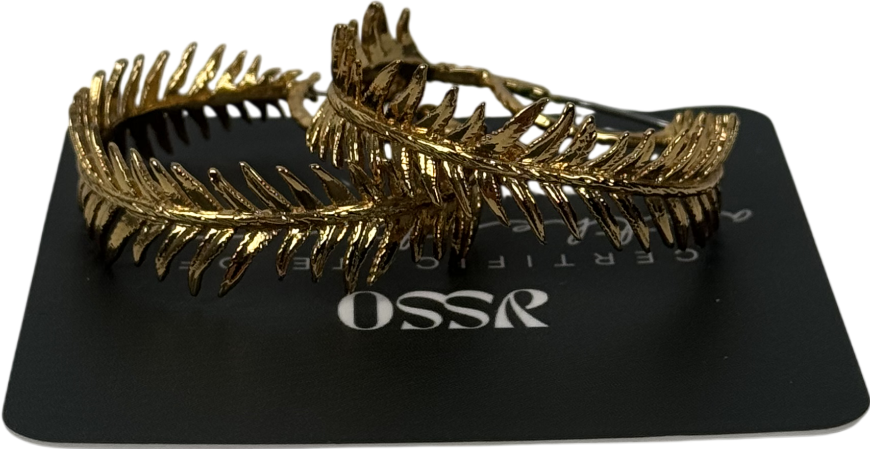 OSSR Metallic Feather Hoop Earrings One Size