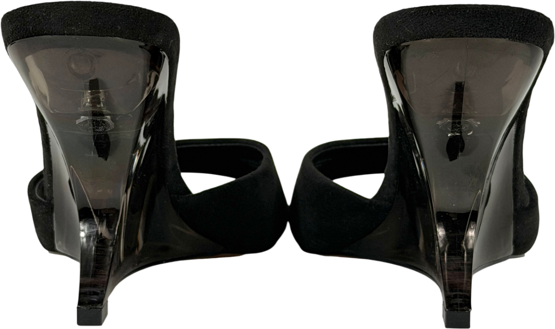 Topshop Black Esme Mule With Clear Wedge Heel UK 6 EU 39 👠
