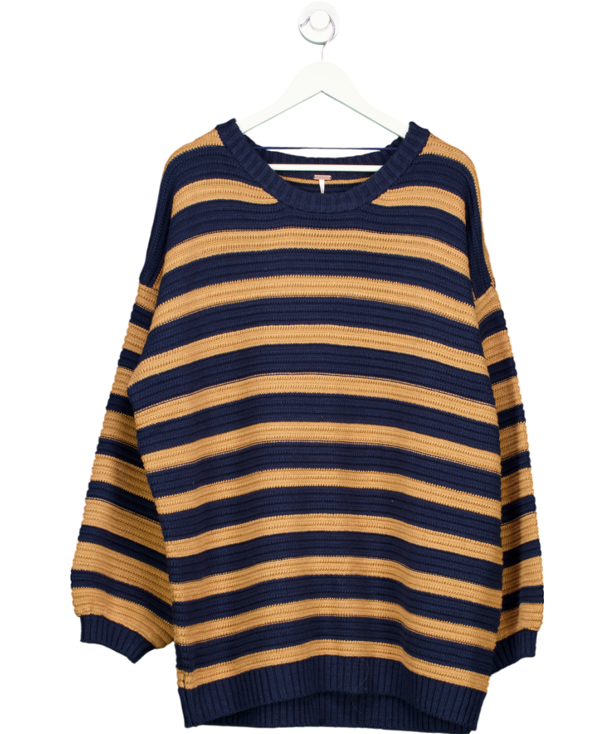 Free People Blue Links Pullover Stripe Jumper UK M