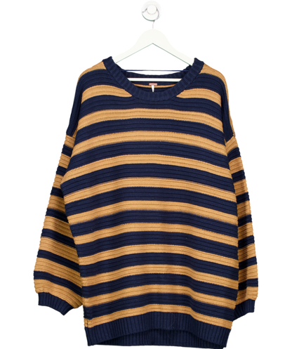 Free People Blue Links Pullover Stripe Jumper UK M