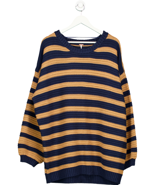 Free People Blue Links Pullover Stripe Jumper UK M