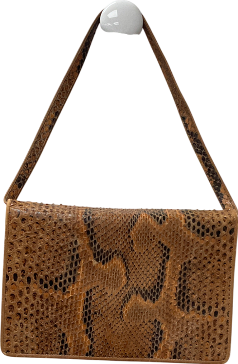 Brown Vintage Snake Skin Shoulder Bag