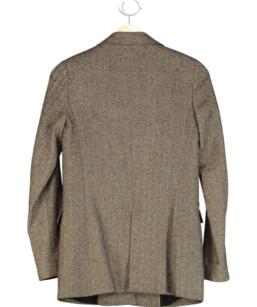 Massimo Dutti Brown Tweed Double Breasted Blazer UK 10