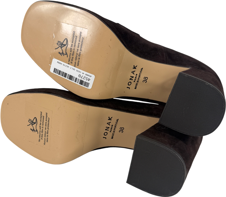 Jonak Heeled Loafers With Monogram In Dark Brown Velvet | Violon UK 5 EU 38 👠