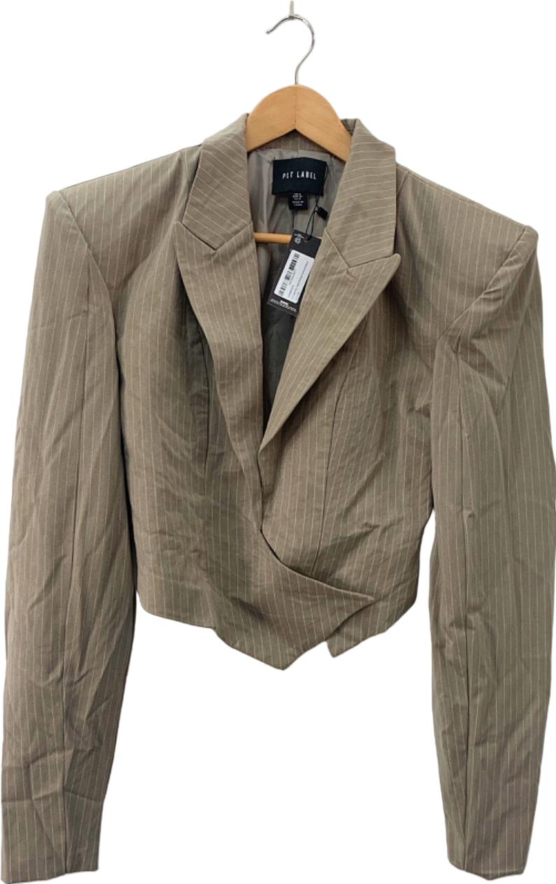 PLT Label Dark Taupe Pinstripe Oversized Blazer UK 8