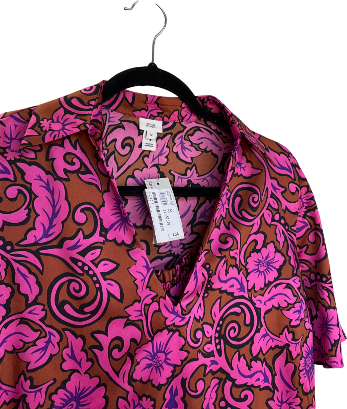 River Island Pink 90s Poolside Shirt And Trouser Set UK 12