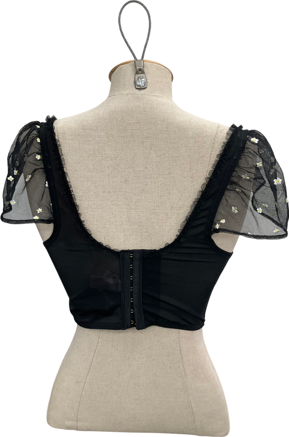 boux avenue Black Daisy Embroidered Mesh Basque UK 34C