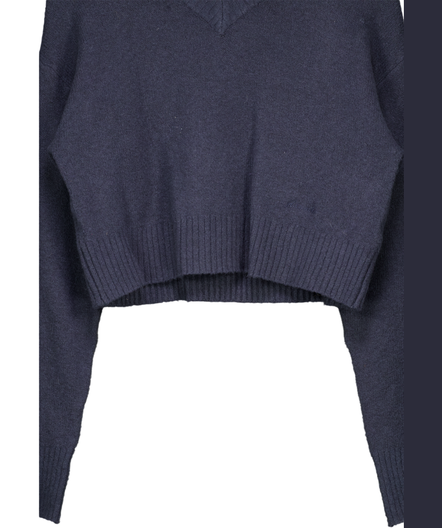 Adanola V Neck Supersoft Embroidered Logo Sweater -midnight Blue UK S