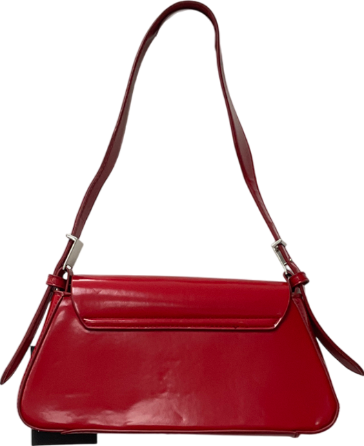 ZARA Red Minimalist Shoulder Bag With Flap One Size