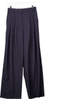 cos Dark Navy Blue Relaxed Tailored Wool Wide-leg Trousers UK 10