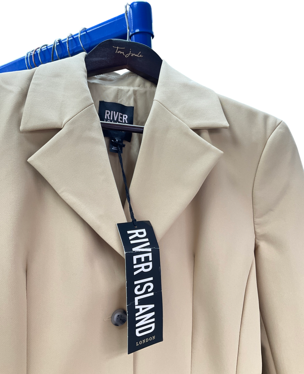 River Island Beige V-neck Collared Focus Blazer UK 8