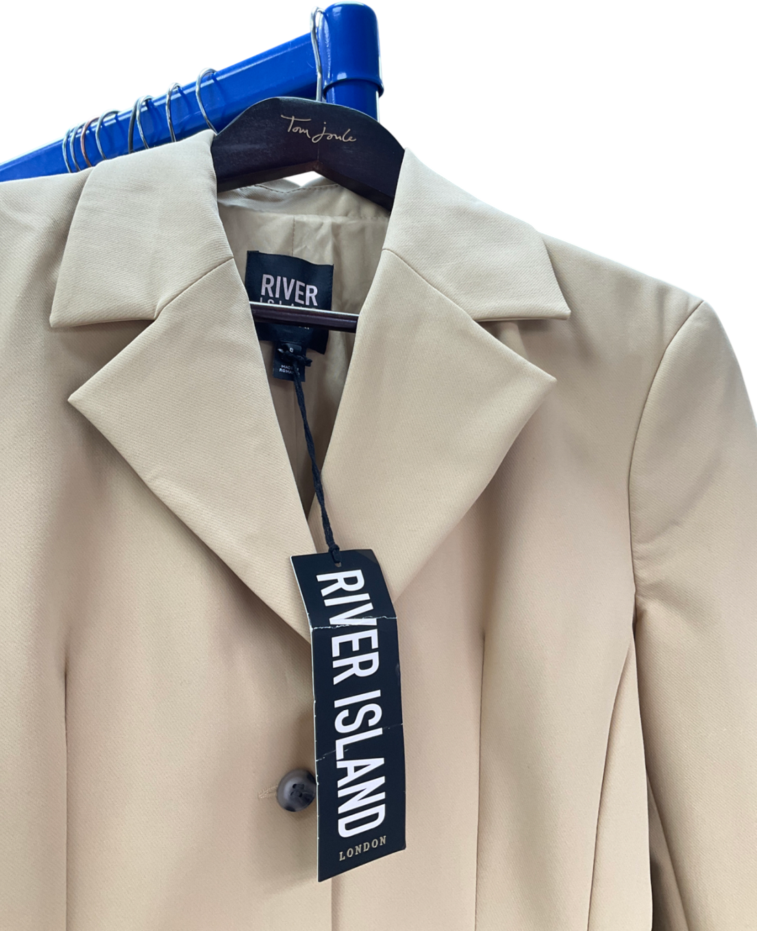 River Island Beige V-neck Collared Focus Blazer UK 8