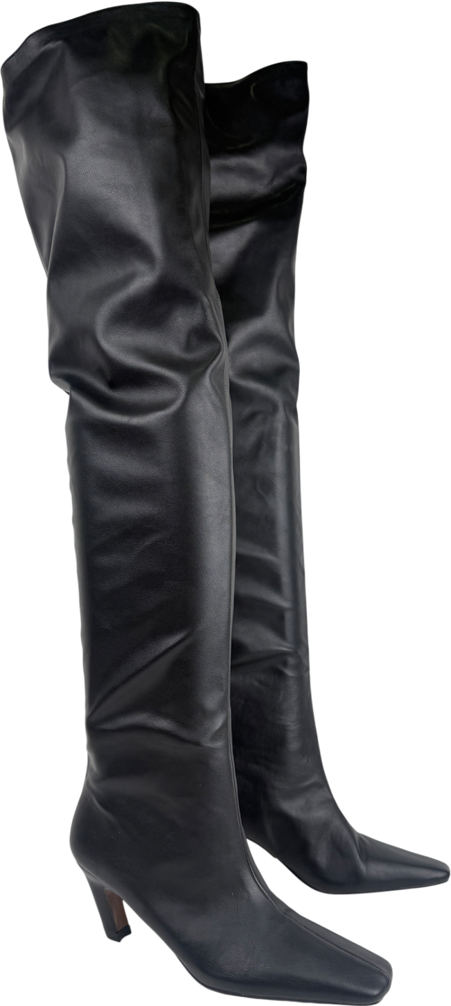 ASOS Black Square Toe Slouchy Over The Knee Boots UK 3 EU 36 👠