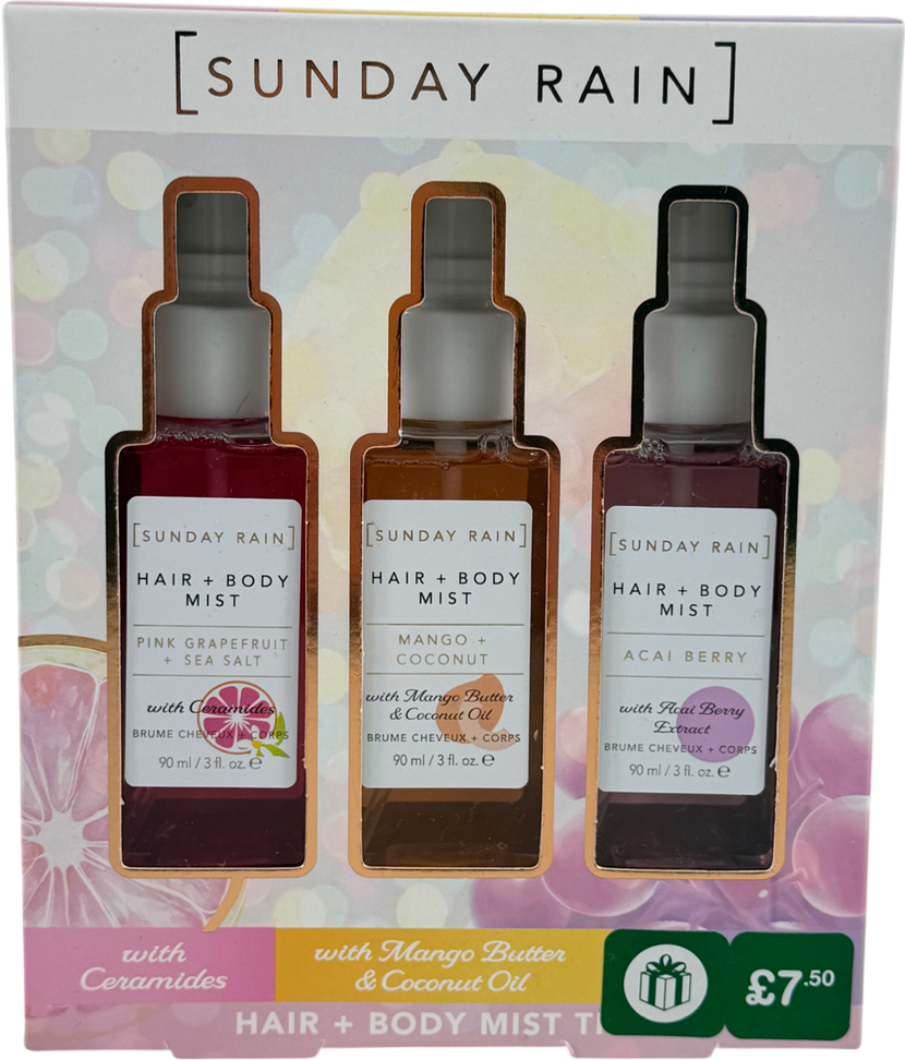 Sunday rain Hair & Body Mist Trio X3 90ml