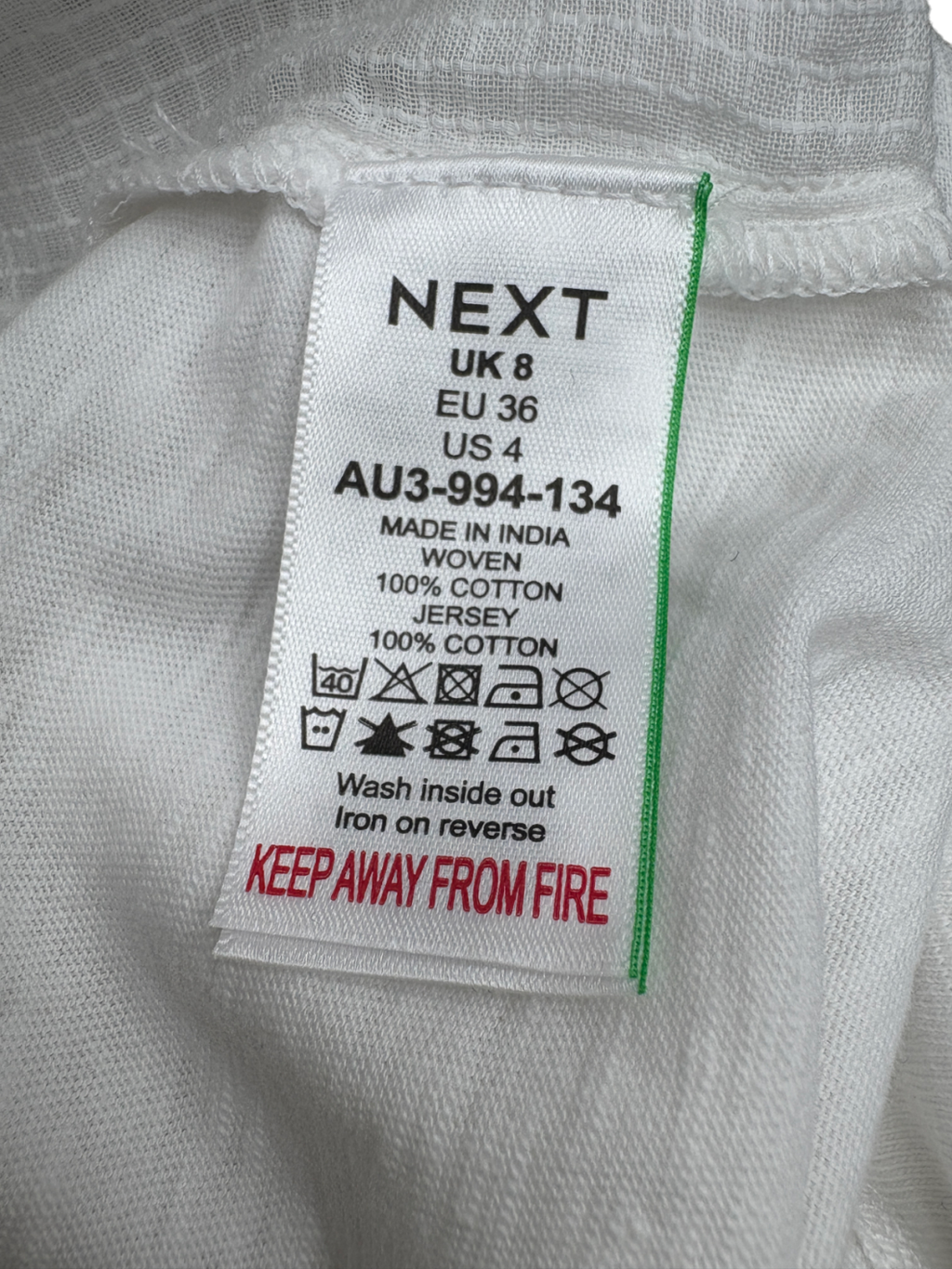 Next White Embroidered Sleeveless Top UK 8