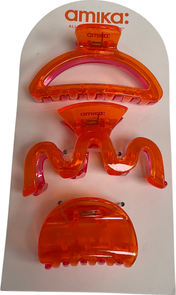 amika Holiday Claw Clips Set Of 3 Orange One size