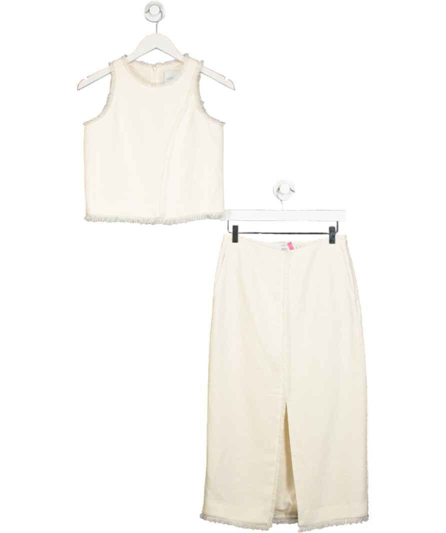 Fabrique X Victoria Chan 2-piece Cream Tweed Orla Top And Midi Skirt Set UK XS/S