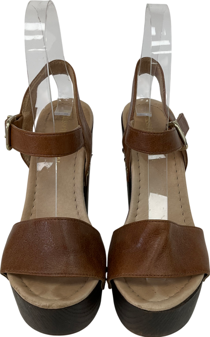 Russell & Bromley Brown Chunky Platform Leather Heeled Sandals UK 3 EU 36 👠