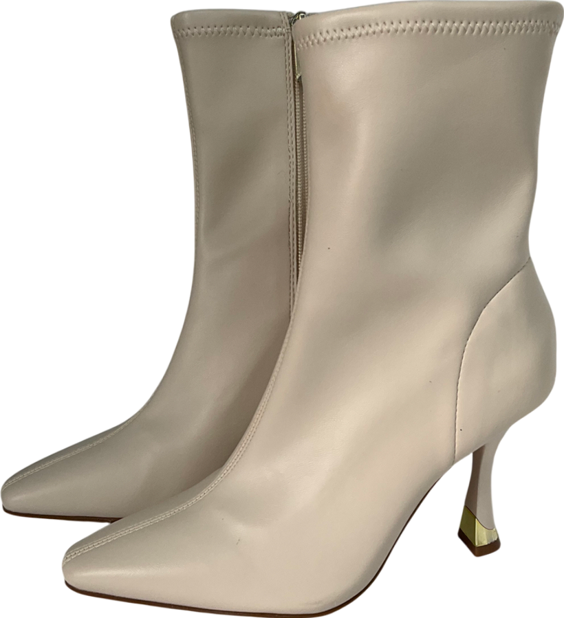 River Island Cream Heeled Sock Boots UK 3 EU 36 👠