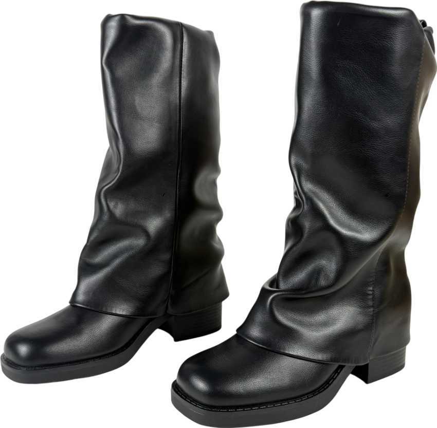 ASOS Black Carrie Fold Over Slouch Boot UK 5 EU 38