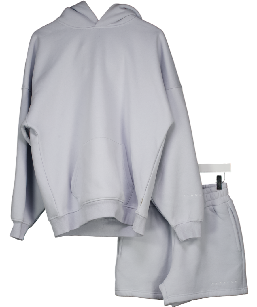 Blakely Blue 2-piece Soft Shorts And Oversize Logo Hoodie Set UK S/M