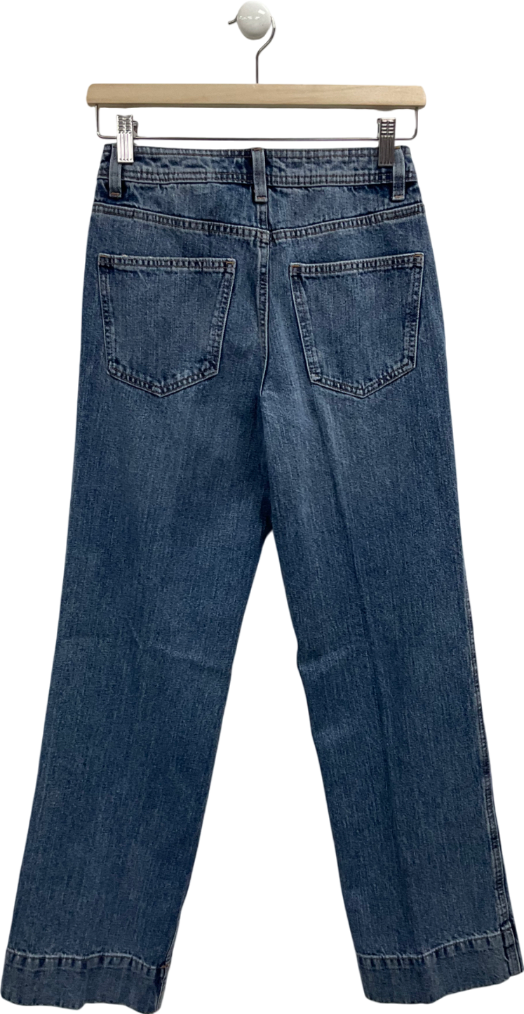 Next Blue Straight Leg Mid Rise Jeans UK 6