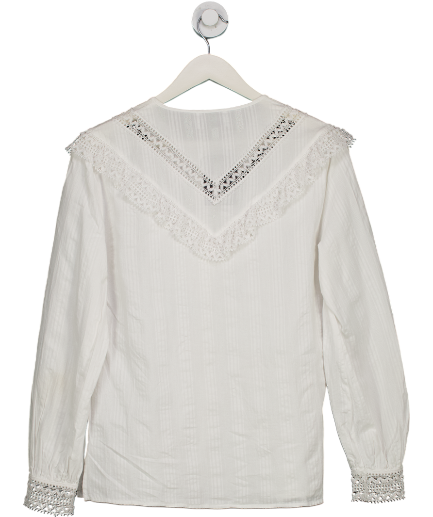 DONDUP White Shirt With A Decorative Ruffle It42 UK 10