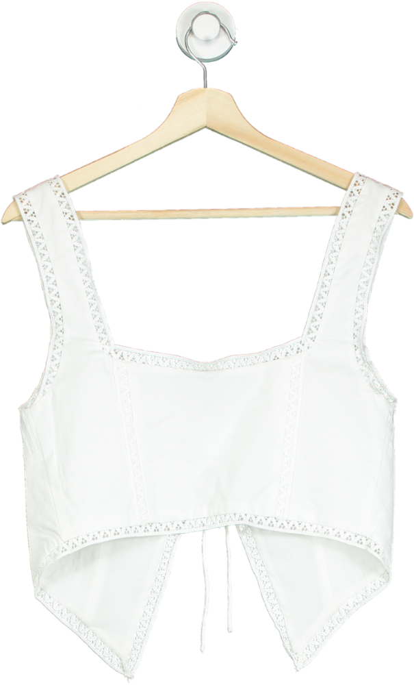 Majorelle White Cotton Lace trim kismet Top UK S