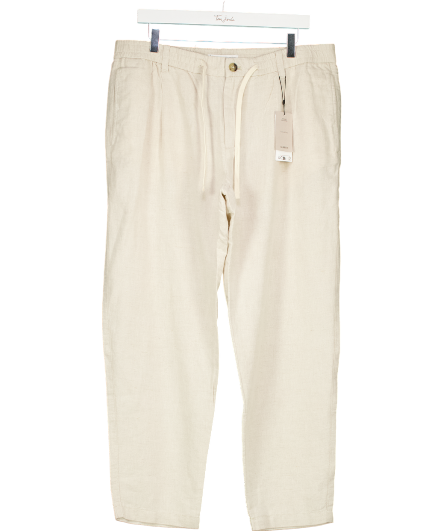 MANGO Beige Romelino Slim Fit Trousers With Drawstring W36