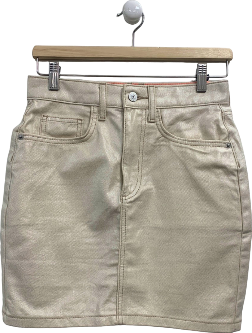 River Island Beige Denim Mini Skirt UK 6