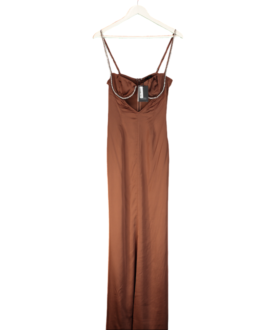 NBD Brown Kalena Embellished maxi dress UK S