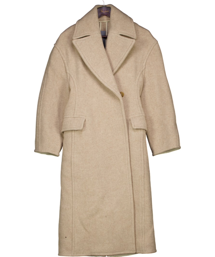 Acne Studios Oatmeal Beige Double Faced Wool Blend Coat De32 UK 4