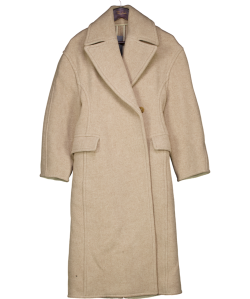 Acne Studios Oatmeal Beige Double Faced Wool Blend Coat De32 UK 4