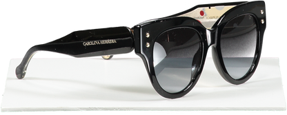 Carolina Herrera Ch008s Black Shiny Cat Eye Sunglasses