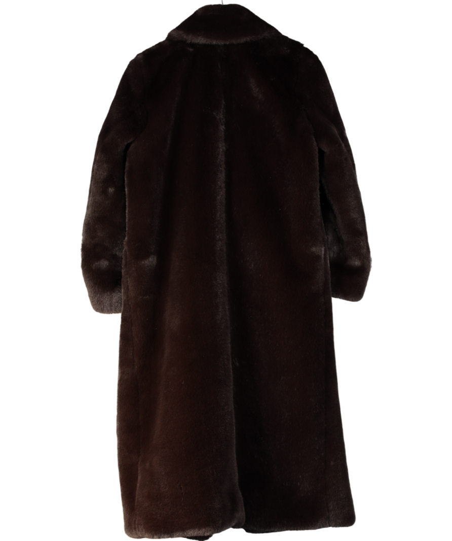L'agence Brown Lizbeth Faux Fur Jacket In Ganache UK 8