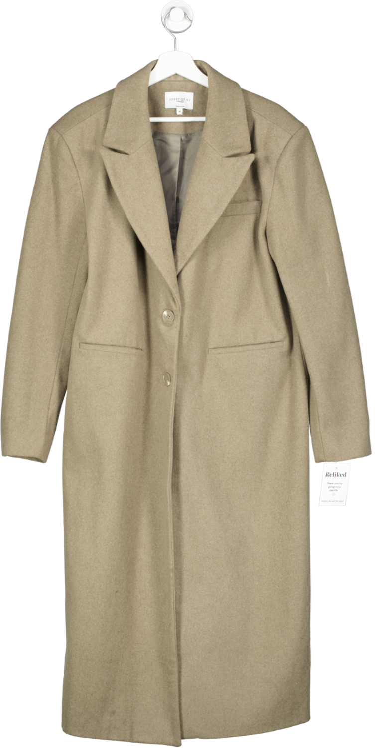 NA-KD Beige Straight Blazer Wool Coat UK 12