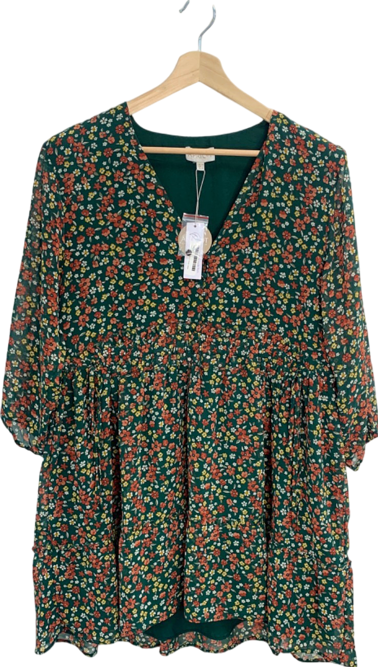 Apricot Green Ditsy Ruched V Neck Dress UK 14