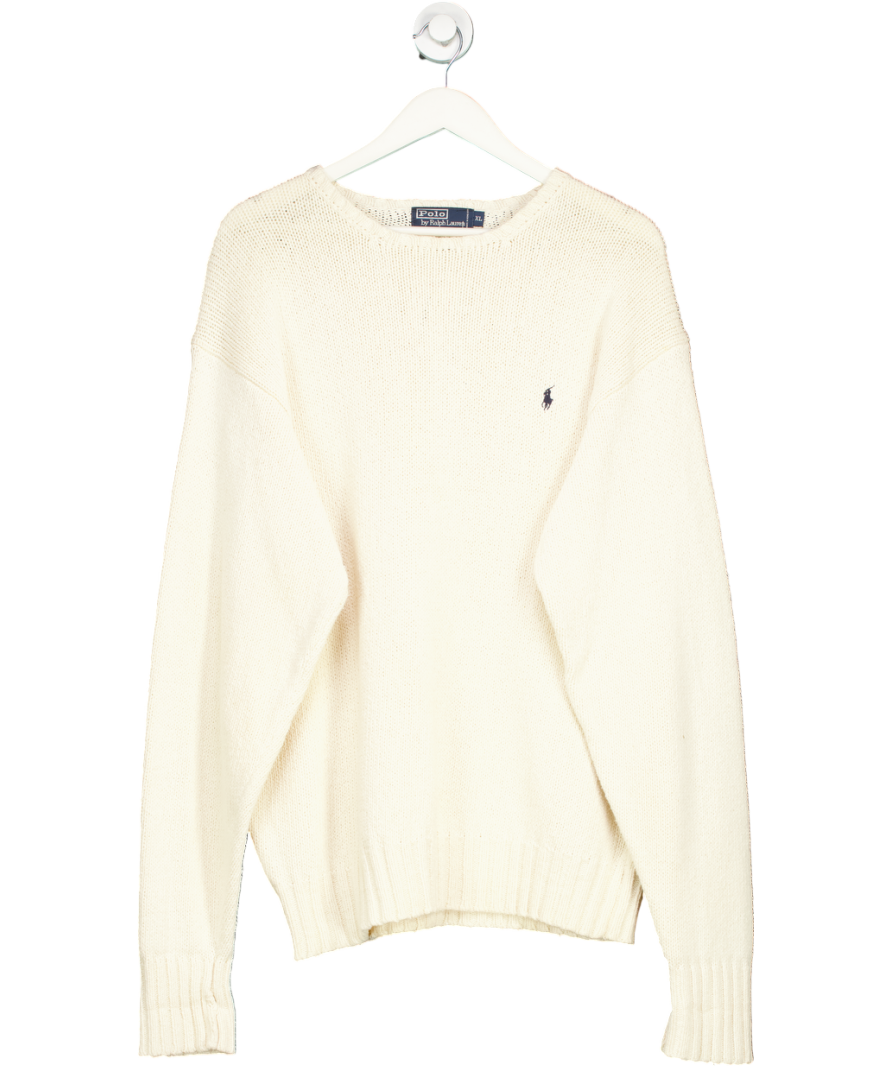 Polo Ralph Lauren Cream Shaker Crew Neck Knit Sweater UK XL